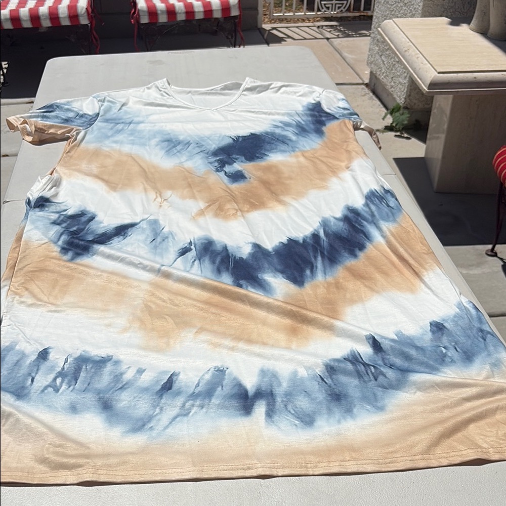 Tie-Dye Maxi Dress in Blue and Tan